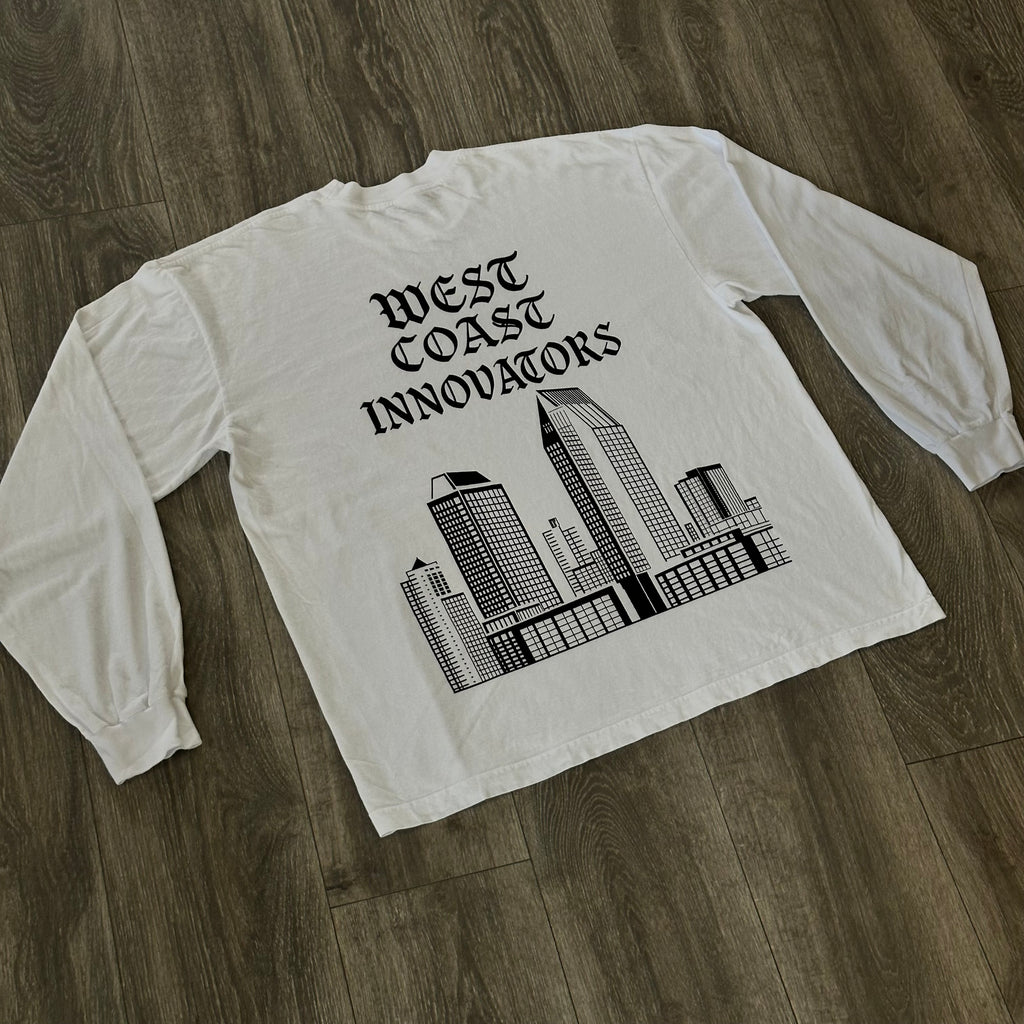 White Long Sleeve High Rise Graphic T-Shirt