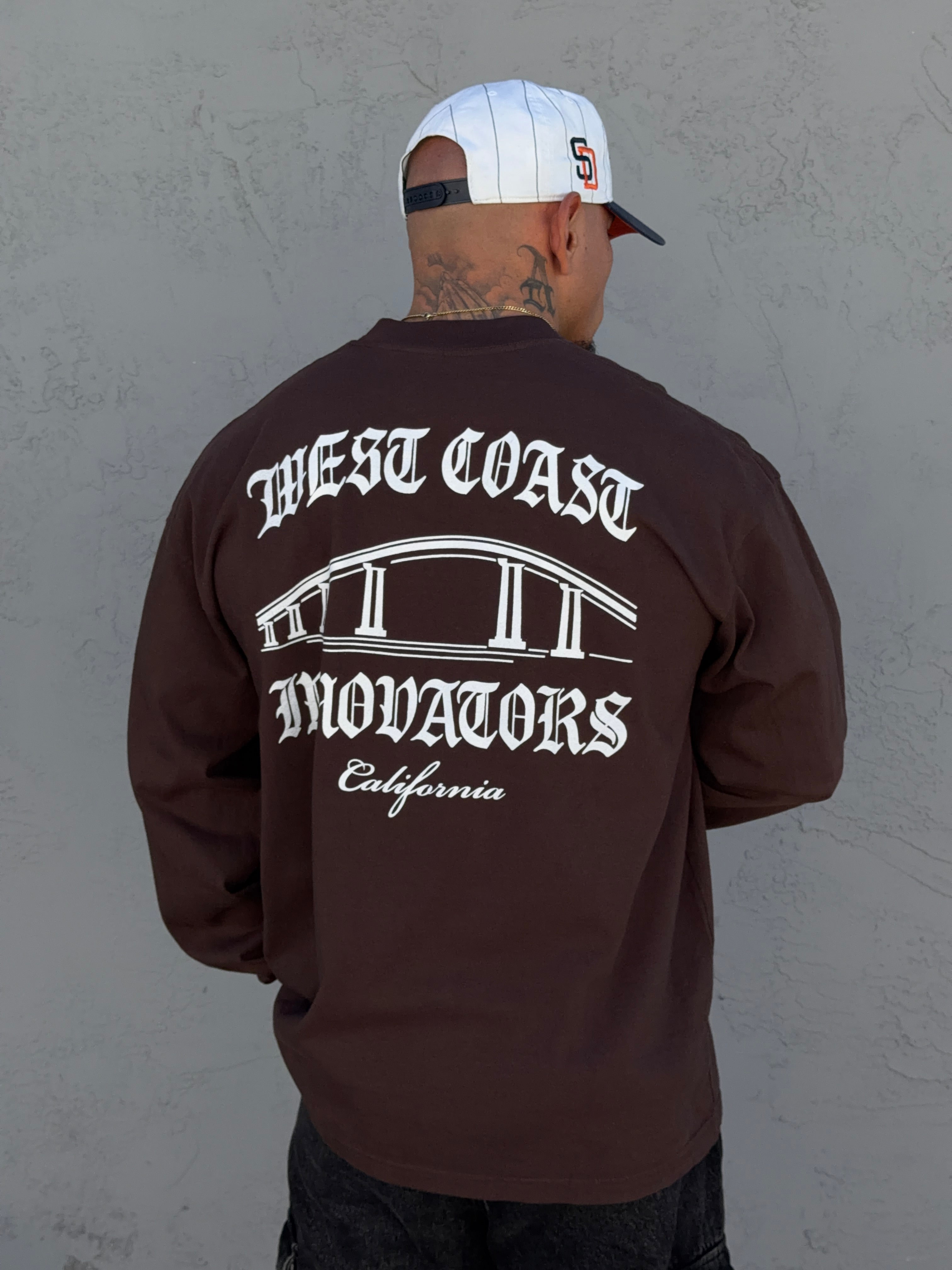 Brown Long Sleeve Coronado Bridge Graphic T-Shirt