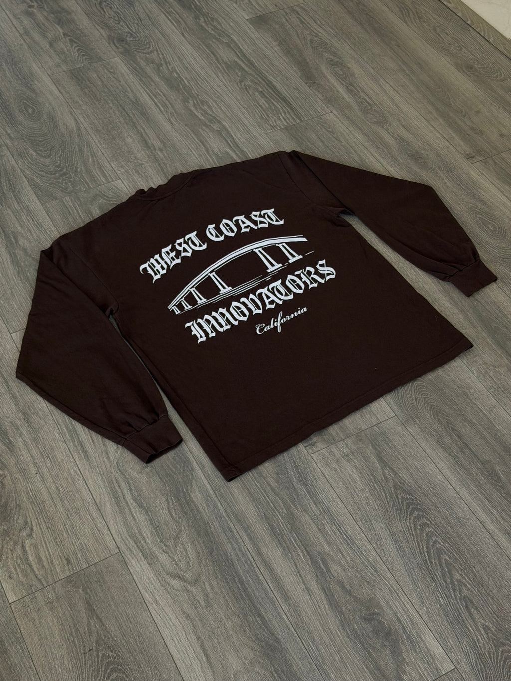 Brown Long Sleeve Coronado Bridge Graphic T-Shirt